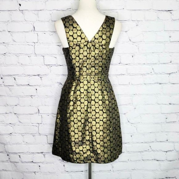 NWT J Crew Black Gold Metallic Polka Dot Dress, 2 - Picture 4 of 9